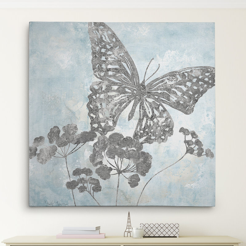 «Soft Silhouette Butterfly», reproduction de peinture acrylique sur toile tendue, H 40 po x l 40 po x P 1,5 po, Toile tendue