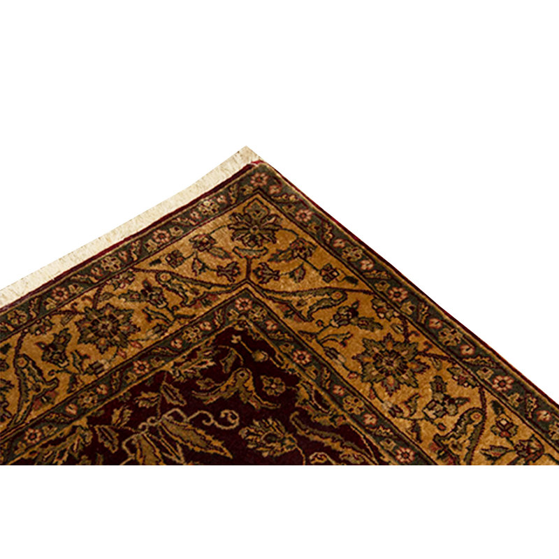 Wool Oriental Area Rug in Wine/Gold