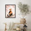 Cat Under Cherry Blossom Framed Wall Art Prints - Soft Floral Animal Scene for Bedroom Living Room-125211973-125211977