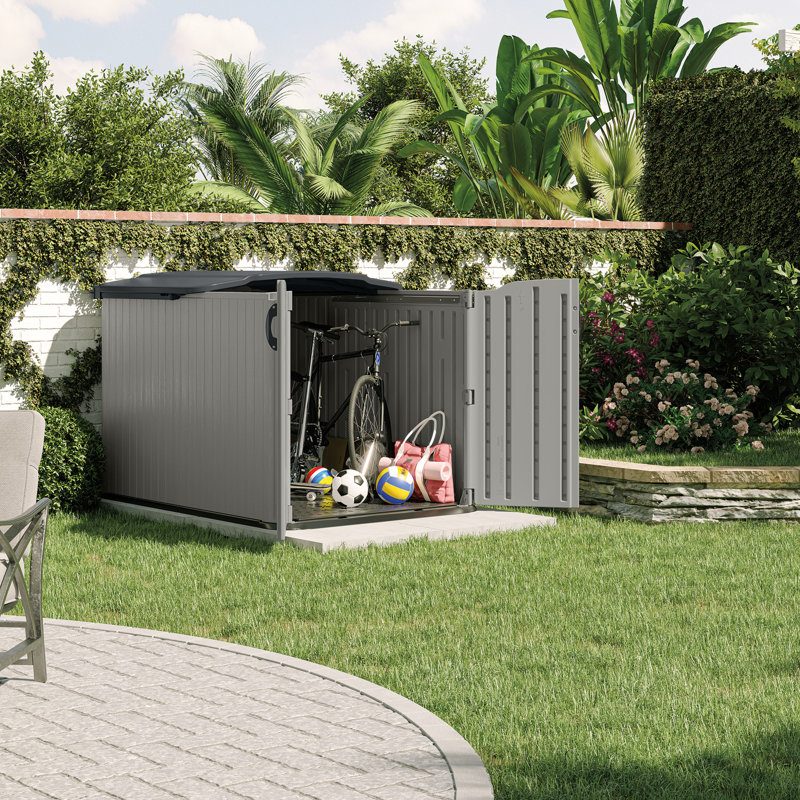 57.5 in. W x 79.75 in. D Glidetop Horizontal All-Weather Outdoor Storage Shed