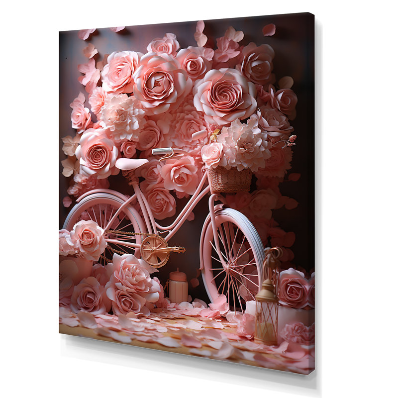 «Bicycle Rose Reverie», art mural sur toile, H 20 po x l 12 po x P 1 po, Toile tendue