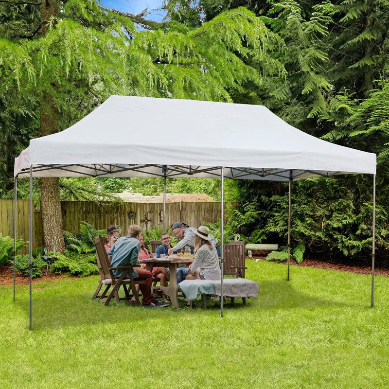 10' X 20' Pop Up Canopy Tent, Instant Canopy With Roller Bag & Sand Bags, Outdoor Canopies For Events White, White