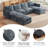 120.1" U-Shaped 7-Seater Modular Sectional Sofa with Storage Ottomans, Blue-176095620