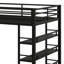 Lit mezzanine avec tablettes de rangement, armoires et garde-robe intégrée