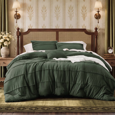 Bedsure Pinch Pleat Comforter Set Boho Bed-in-A-Bag Bedding Set with  Pillowcases for All Season