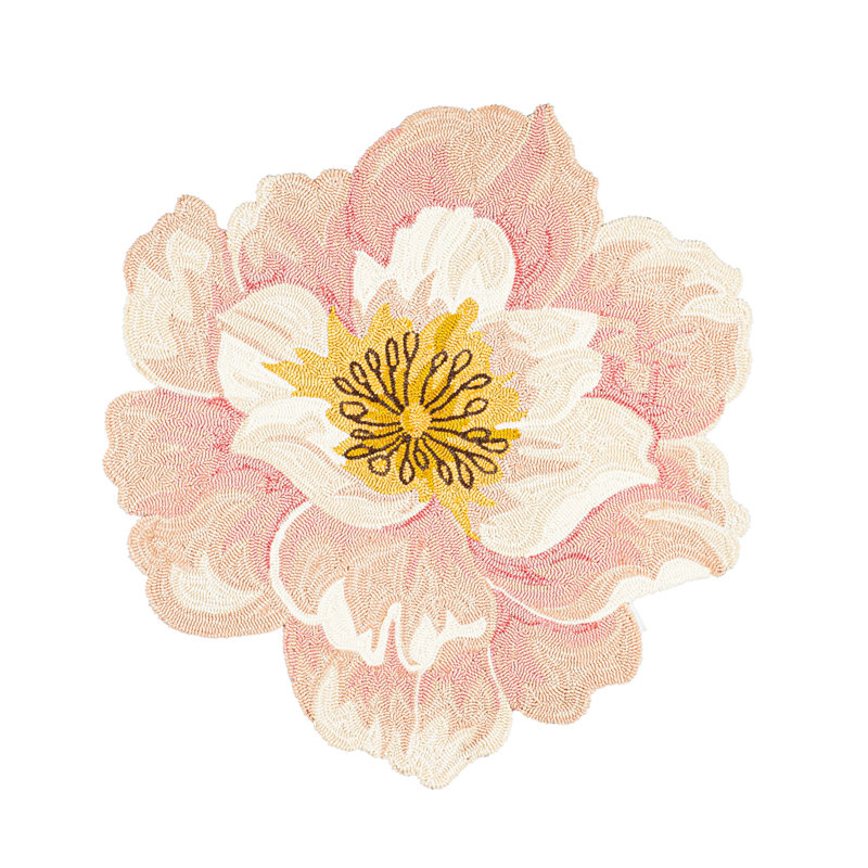 Tapis intérieur / extérieur rose / jaune à motif floral Fayette