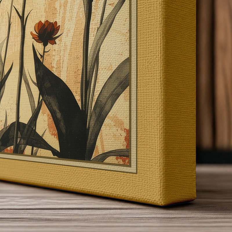 Carnation Study Botanical - Wrapped Canvas, 18x12 - 45.7 x 30.5 cm, Ochre Border