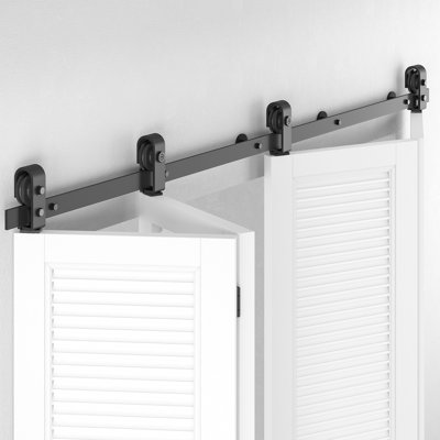 Standard Bifold Double Barn Door Hardware Kit (Door Not Included), Top Mounted Hanger