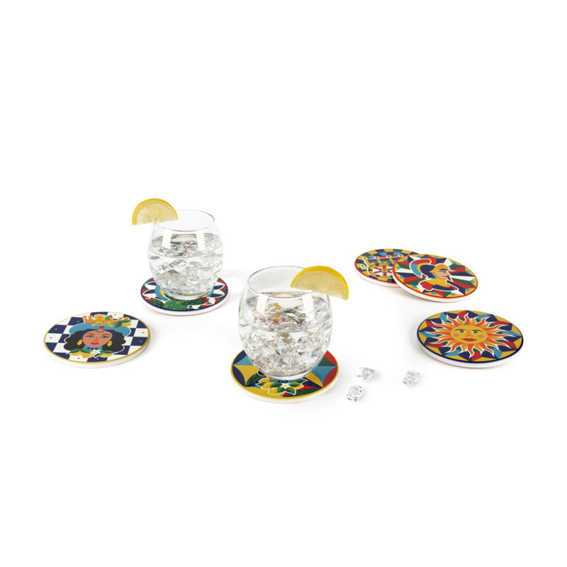 Sicilian Rhapsody Ceramic Round 6 Piece Coaster Set