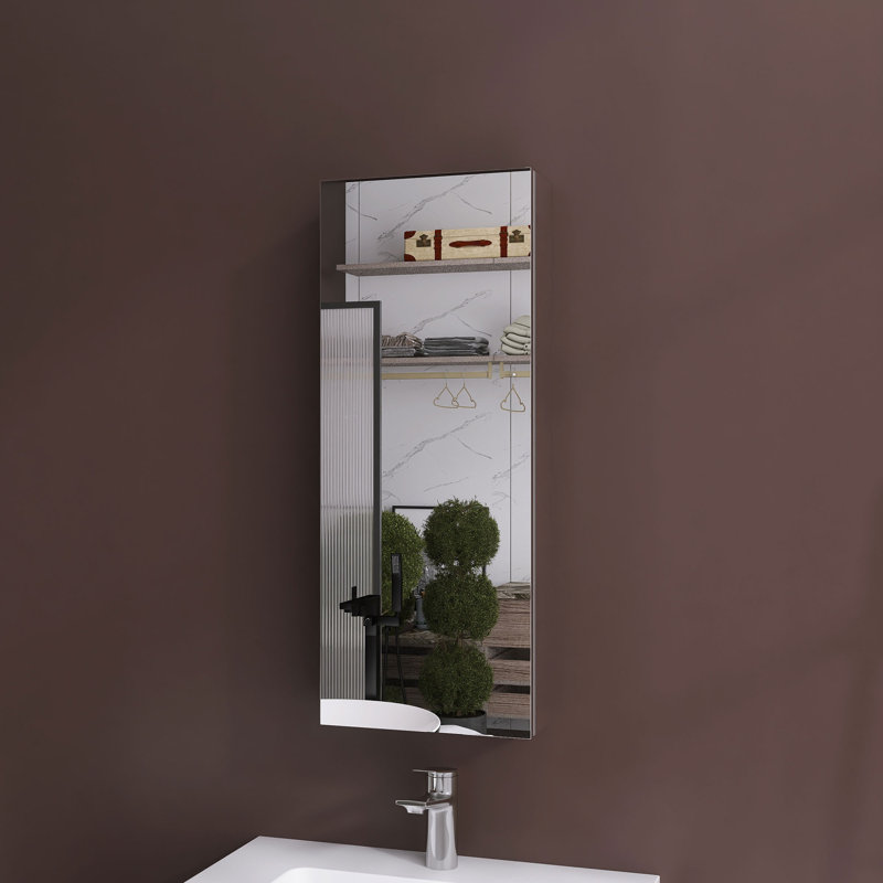 Pharmacie rectangulaire en aluminium avec miroir, H 30 po x l 12 po x P 4,8 po