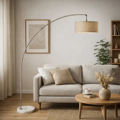 Lampe sur pied Accent, 78 po, abat-jour tambour blanc, base en marbre