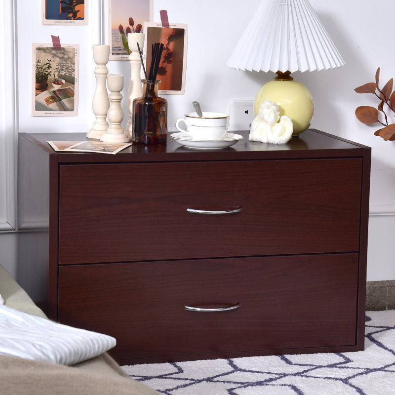 Table de chevet en bois avec 2 tiroirs Ebern Designs