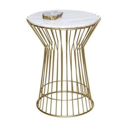 White Marble Top Table With An Antique Brass Plated Base