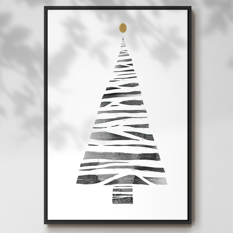 Arbre de Noël I - reproduction sur toile avec cadre flottant, Noir, H 25 po x l 17 po x P 1,5 po