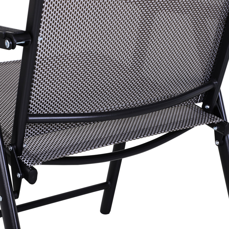 2 chaises de patio pliantes, chaises d'accoudoirs extensibles empilables pour la pelouse, le camping, la salle à manger, la plage. Structure en métal gris, sans assemblage, capacité de poids de 242 lb