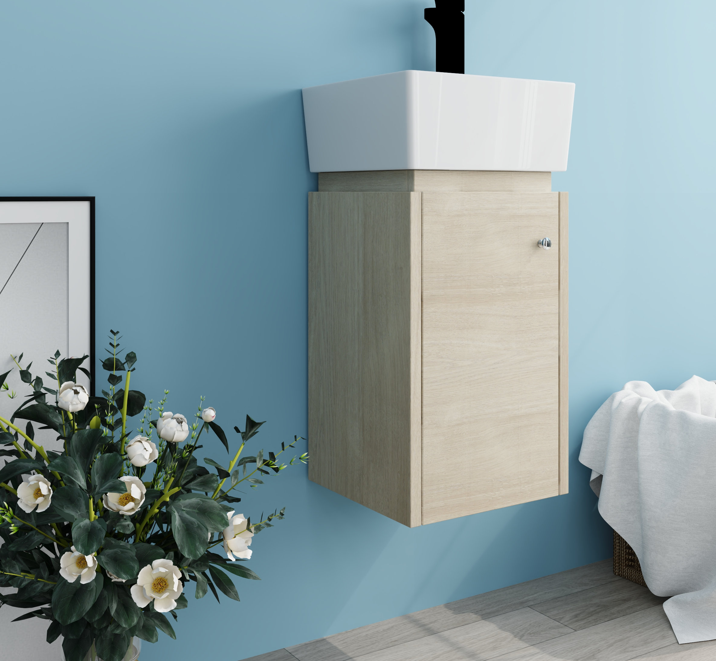 Ebern Designs Carlon 12'' WallMounted & Corner Single Bathroom Vanity