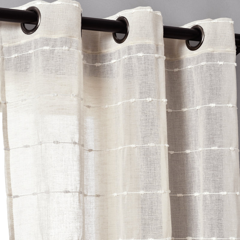 Sheer Curtain Pair, Beige, Width 97 x Drop 213 cm