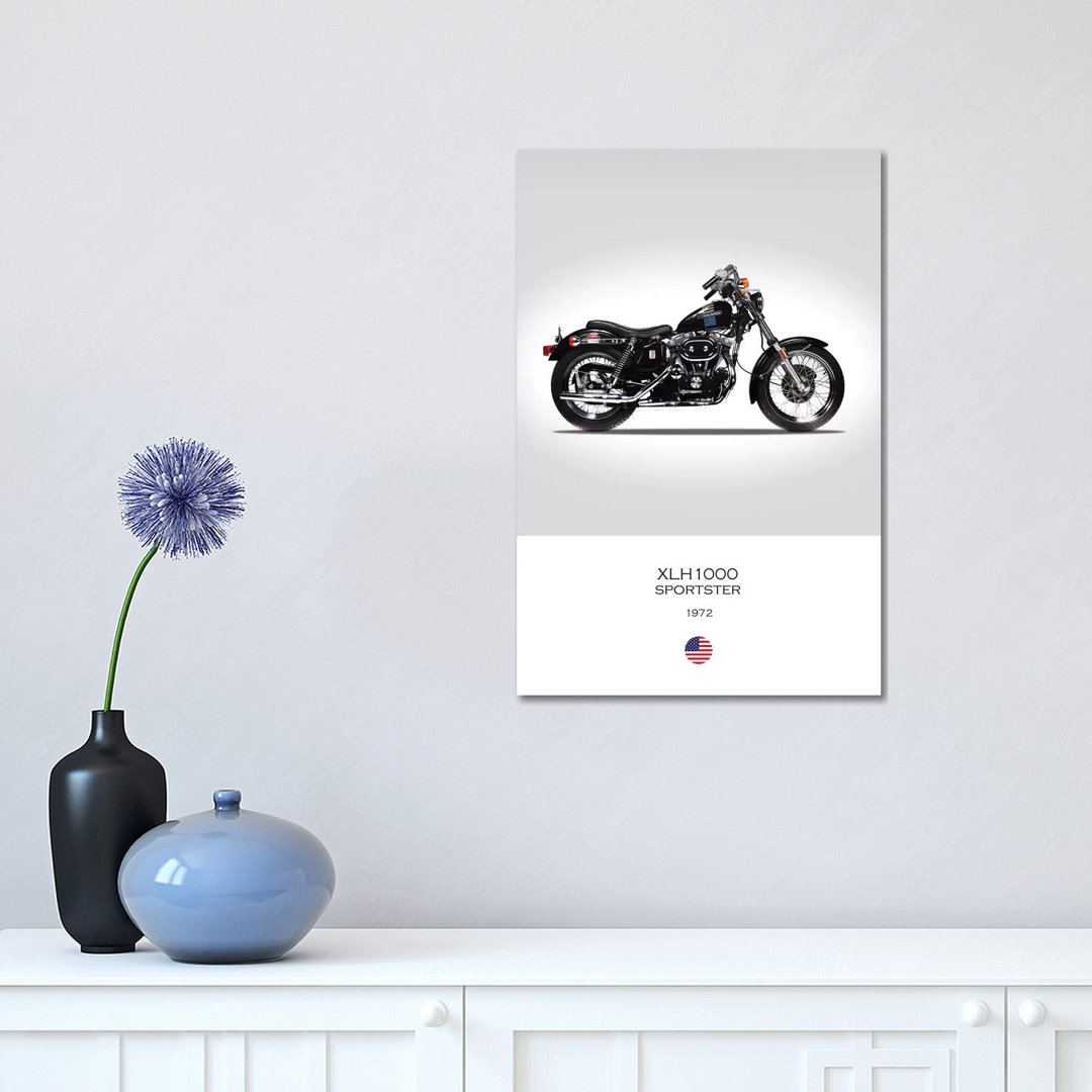 1972 Harley-Davidson XLH1000 Sportster Motorcycle by - Wrapped Canvas Graphic Art