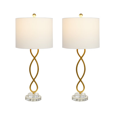 Hallye 30.5" Modern Glam Crystal and Iron Table Lamp with 3-Way Dimmable Lighting