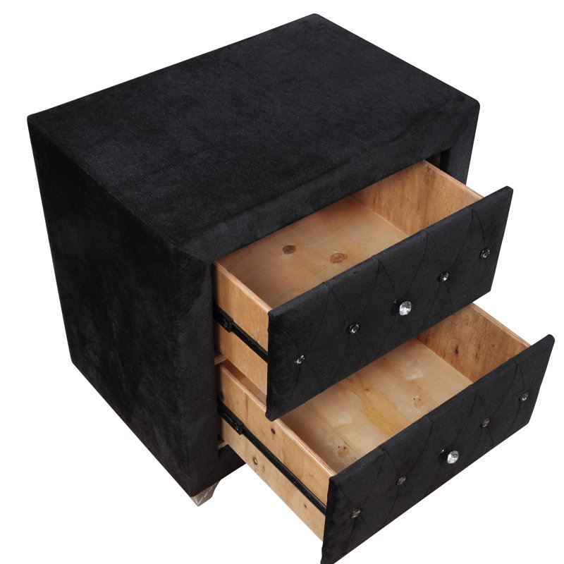 Table de chevet 2 tiroirs Dilbeck, Noir / brun