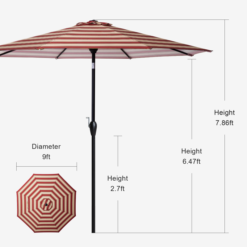 Parasol de marché 9 pi Monoceros, Rouge / crème