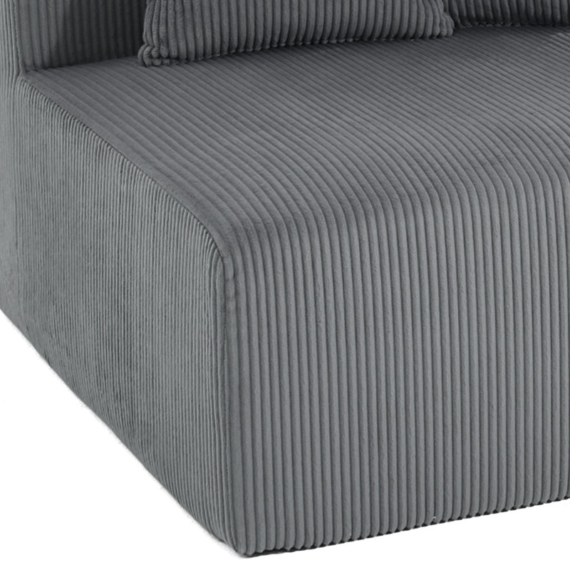 Méridienne rembourrée en velours côtelé avec coussin, Gris