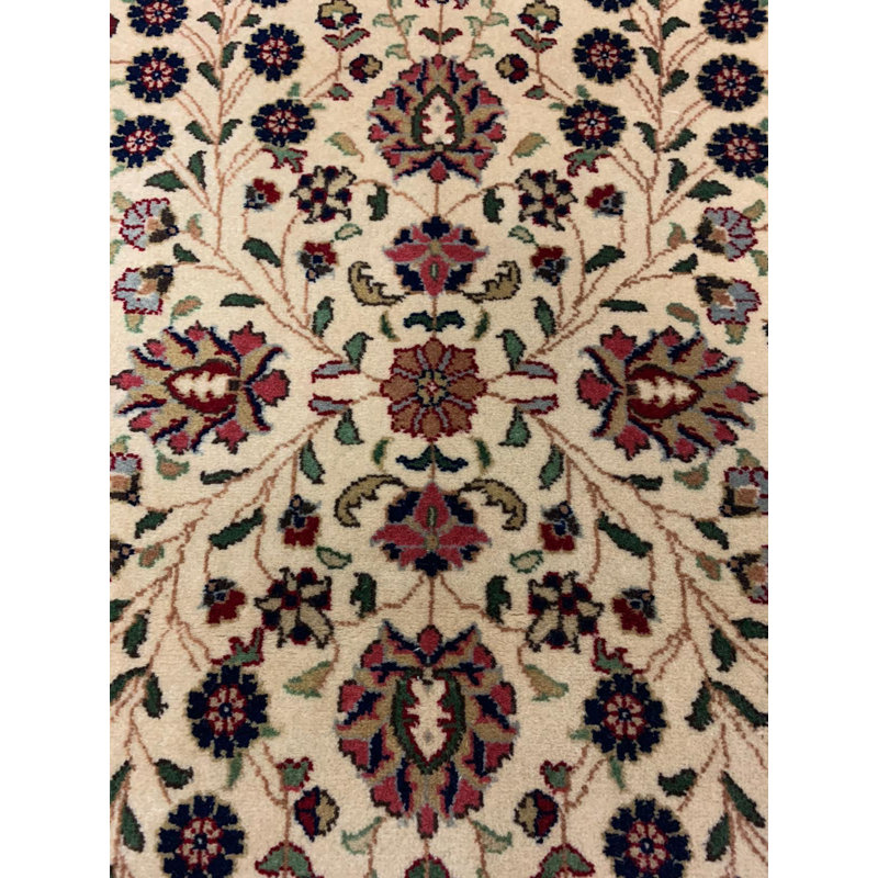 Tapis de couloir beige / rouge en laine et en coton noué à la main de conception unique 2 pi 7 po x 9 pi 9 po New Age