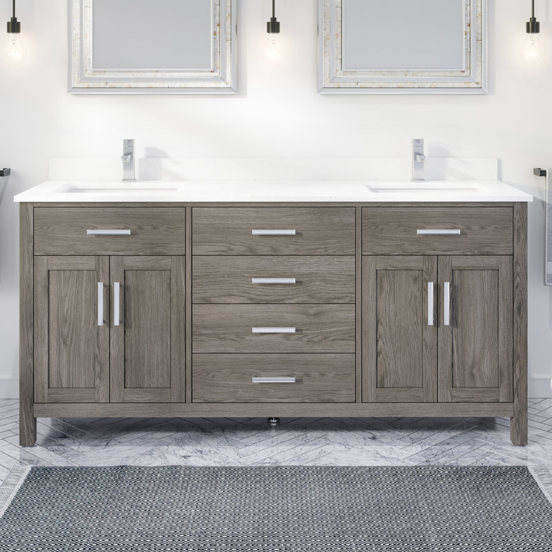 Ensemble de meuble-lavabo double K 72 po x P 22 po Kali French Gray, Gris français, 72"