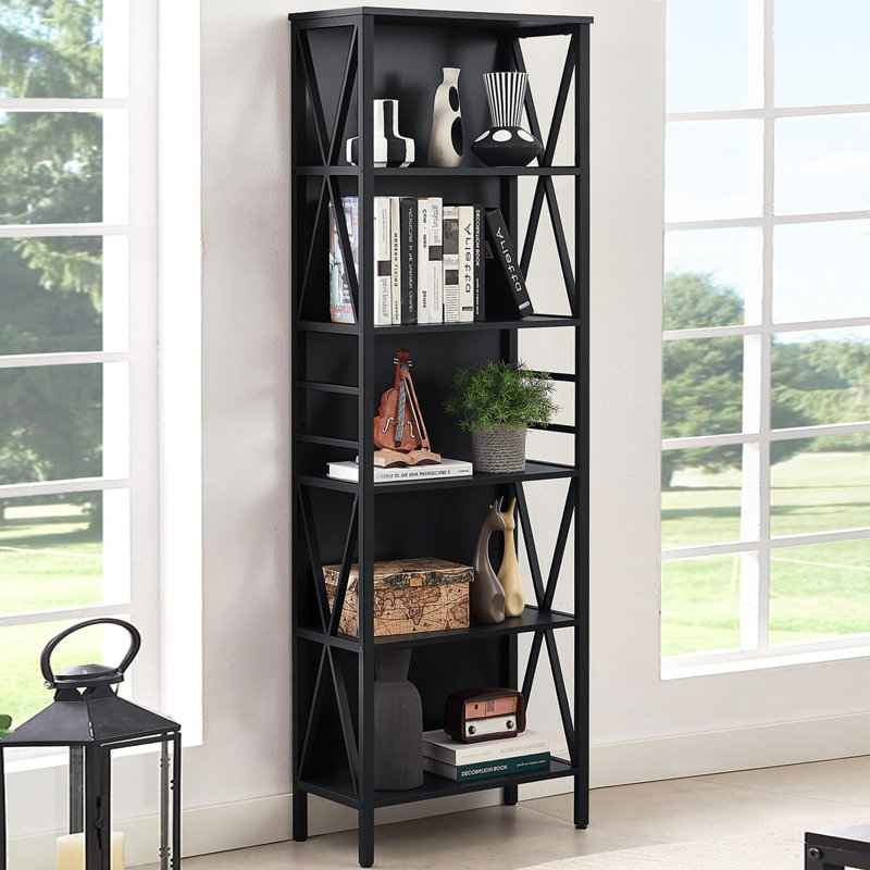 Bibliothèque autoportante 6 niveaux, (7 tablettes) H 71 po x l 23,6 po x P 11,8 po, Noir