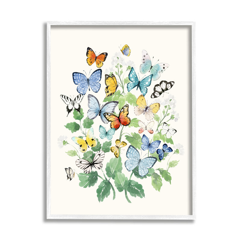 «Butterflies And Spring Florals On Wood» par Heather Lee Chan, impression, H 30 po x l 24 po x P 1,5 po
