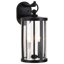 Bahaddin - Grande lanterne murale 2 lumières - Noir mat avec verre bullé transparent-1207683892