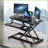 Desk Converter, 32 Inch Height Adjustable Sit to Stand Riser with Dual Monitor Workstation &amp; Wide Keyboard Tray | Black | MDF+Metal