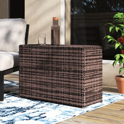 Table d'appoint d'extérieur pour le jardin et le patio - Rouille, 2 compartiments à boissons, 13 x 33 x 22 pouces - résine teinte, 12,76 po x 33,34 22,23