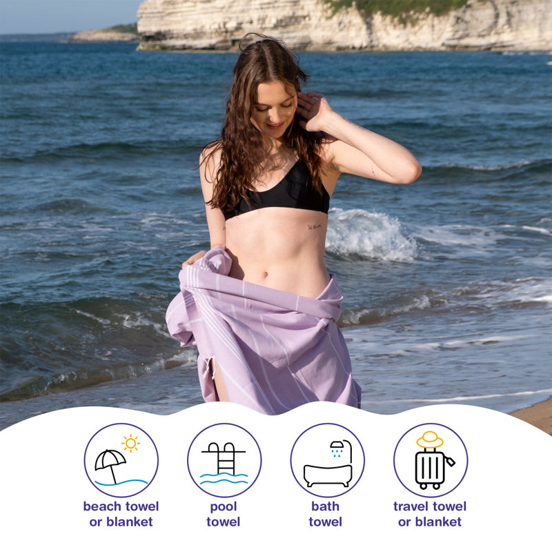 Ensemble de 6 serviettes pour lit de plage en coton turc Alize, Lilas