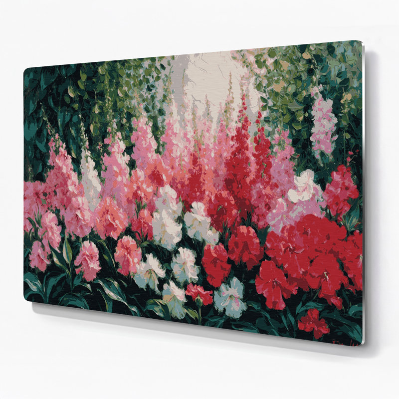 «Botanical Impatiens», art mural en métal bleu, H 20 po x l 24 po