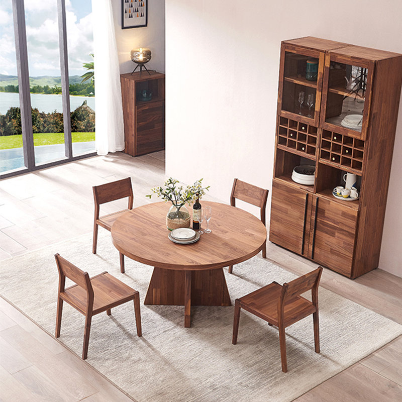 Table ronde en bois massif de style américain, H 29,5 po x L 47,2 po x l 47,2 po