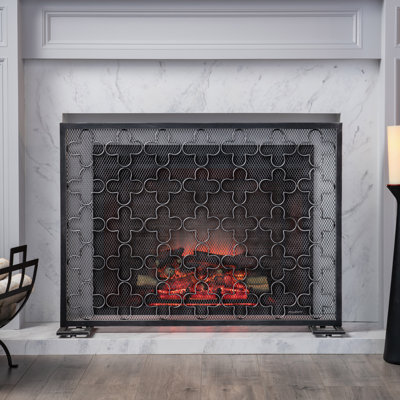  Pare-étincelles contemporain, conception élégante à panneau unique avec filet durable et accents modernes, protection élégante pour les foyers, argent