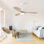Ventilateur de plafond d'intérieur 52 pouces avec lumière à DEL à intensité variable 3 pales en bois massif, télécommande, moteur à courant continu réversible pour le salon-1075797773