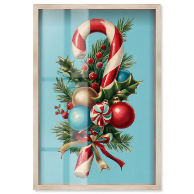 Décoration murale de Noël «Candy Cane Bouquet I Shadowbox Print» par Art Remedy, cadre noir, 11 x 16