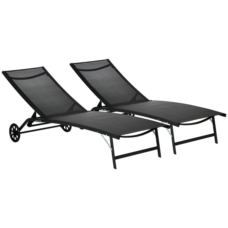 Chaise longue d'extérieur Outsunny, Noir