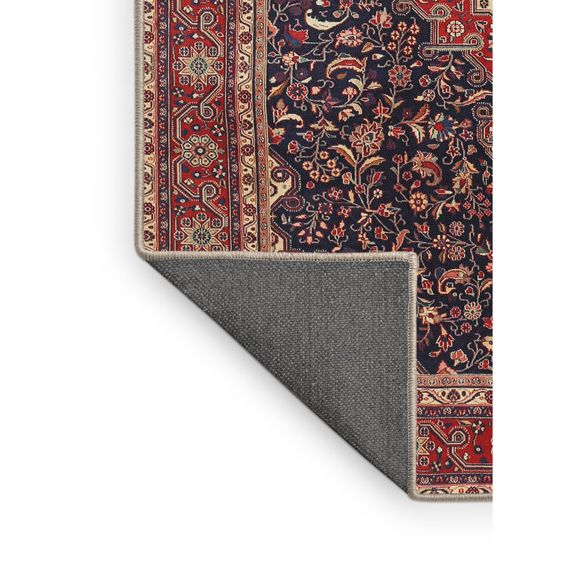 Tapis décoratif rouge à motif oriental Ehlers, Rectangle 8 pi x 10 pi