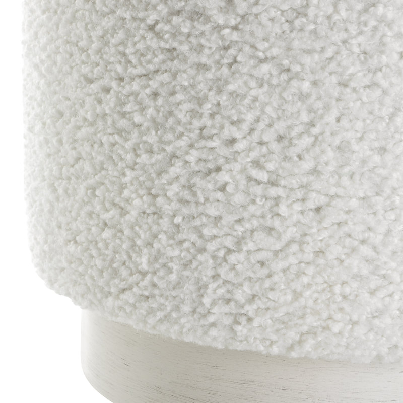 Brit Upholstered Ottoman, White 100% Polyester, White Oak