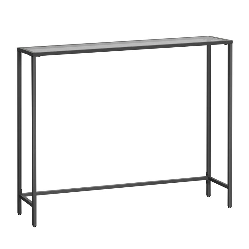 Huxley 39.4'' Glass Top Console Table, 31.5'' H X 39.4'' W X 7.9'' D, Black/Slate Gray