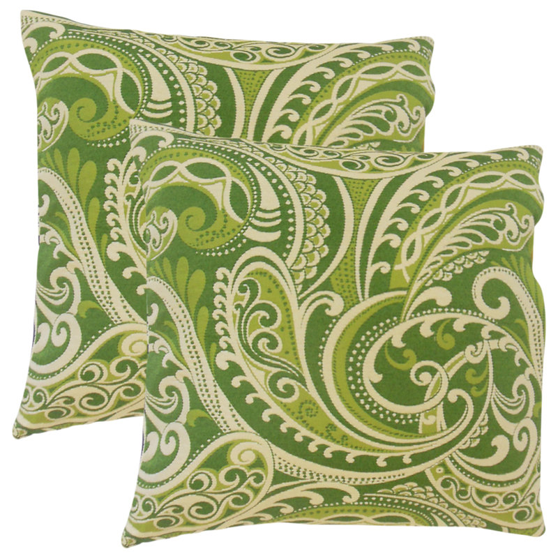 Milano Damask Feather Reversible Throw Pillow, Kelly
