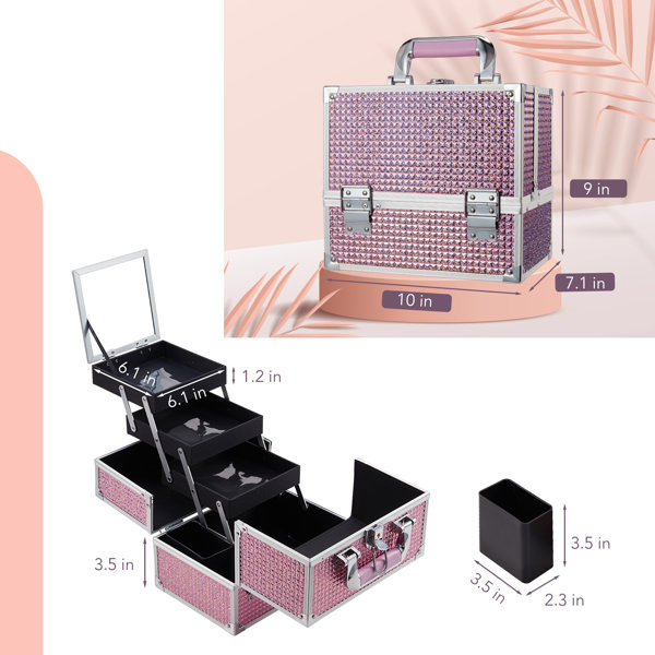 Travel Makeup Case Professional Cosmetic Train Cases Artist Storage Bag  Make Up Tool Boxes Brushes Bags With Compartments Waterproof Detachable  Vanity