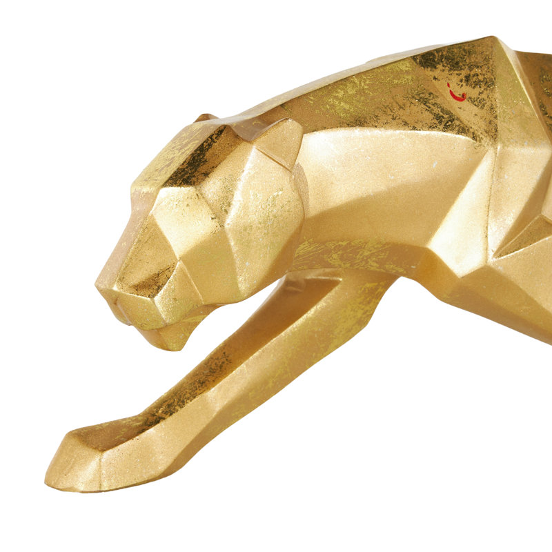Figurine léopard, Or, H 6 po x l 18 po x P 3 po