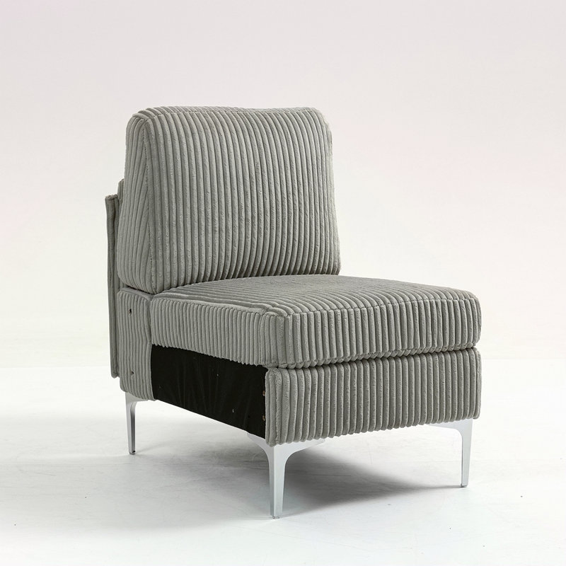 Module de siège modulaire sans accoudoirs, canapé modulaire en velours côtelé, fauteuil d'appoint modulaire sans accoudoir avec coussin de dossier