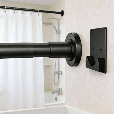 Tringle à rideau de douche en acier inoxydable de 1 pouce de diamètre - Tringle à tension à ressort réglable de 32 à 92 pouces avec supports, tringle à rideau antidérapante pour salle de bain, cuisine et garde-robe 