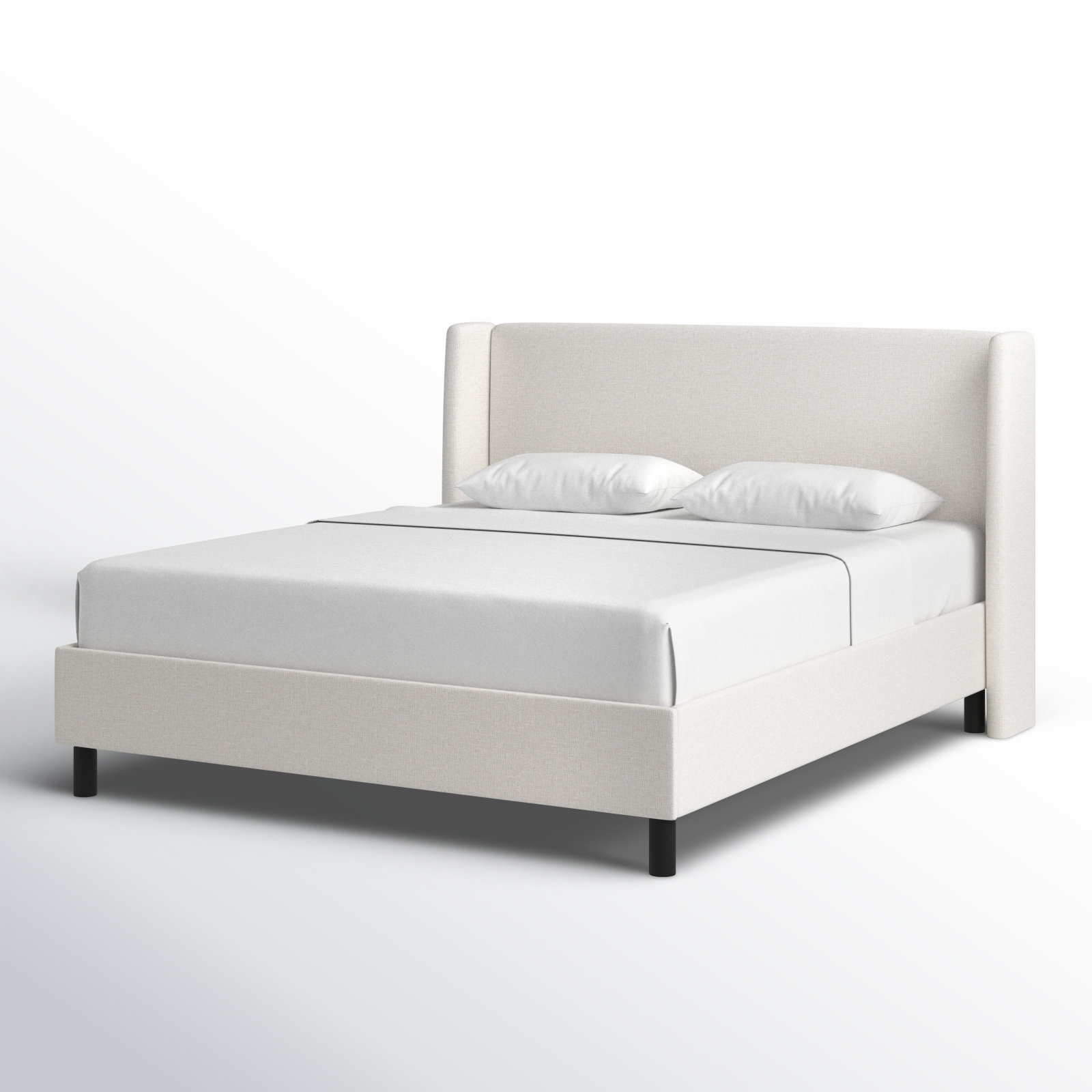 Tilly Linen Upholstered Wingback Bed, California King, Zuma White Textured Linen
