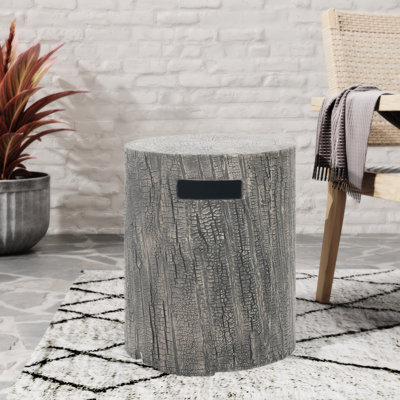 16X20 Inch Magnesium Oxide Tank Holder And Side Table, Grey Appearance, Round Design, Lightweight Concrete, No Assembly For Outdoor Recreation Gathering